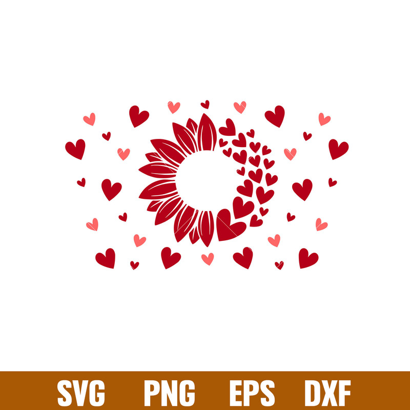Sunflower Hearts Full Wrap, Sunflower Hearts Full Wrap Svg, Starbucks Svg, Coffee Ring Svg, Cold Cup Svg, png,dxf,eps file.jpg
