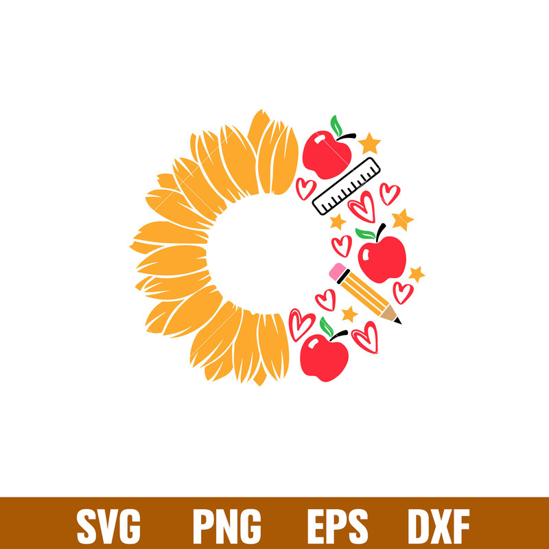 Teacher Sunflower, Teacher Sunflower Svg, Starbucks Svg, Coffee Ring Svg, Cold Cup Svg, png,dxf,eps file.jpg