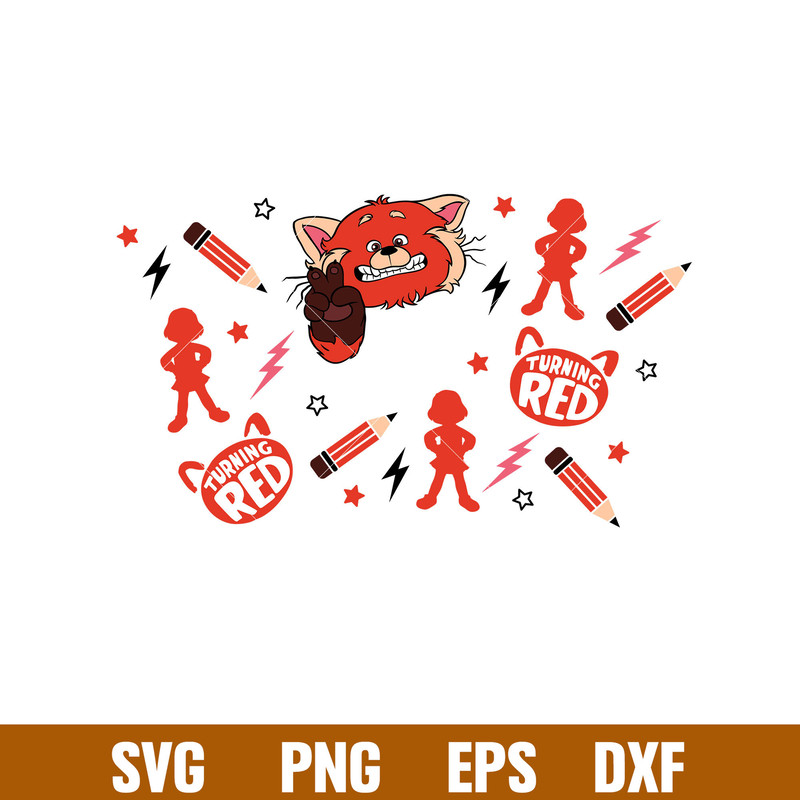Turning Red Full Wrap, Turning Red Full Wrap Svg, Starbucks Svg, Coffee Ring Svg, Cold Cup Svg, png,dxf,eps file.jpg