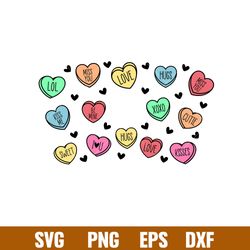 valentine candy heart full wrap, valentine candy heart full wrap svg, starbucks svg, coffee ring svg, cold cup svg, png,