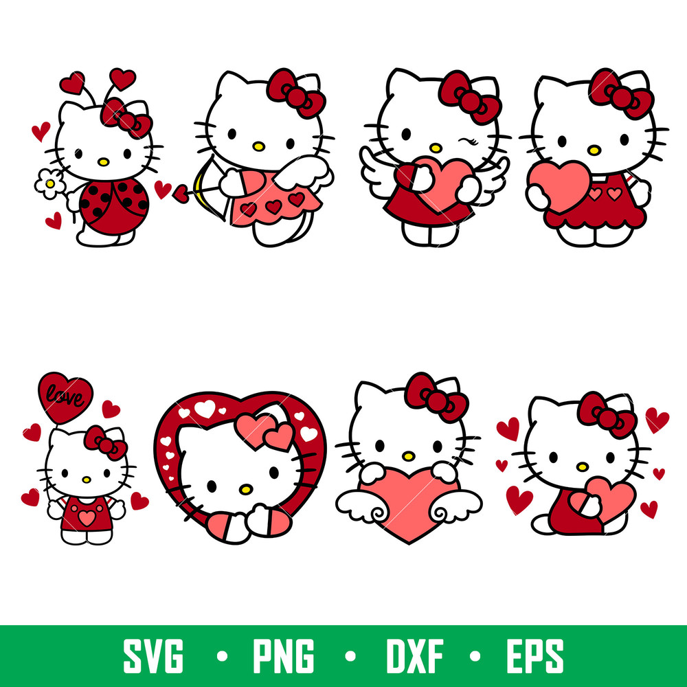 Valentine Hello Kitty, Valentine Benito Kitty Svg, Hello Kitty Svg, Valentine’s Day Svg, Bad Bunny Svg,png,dxf,eps file.jpg