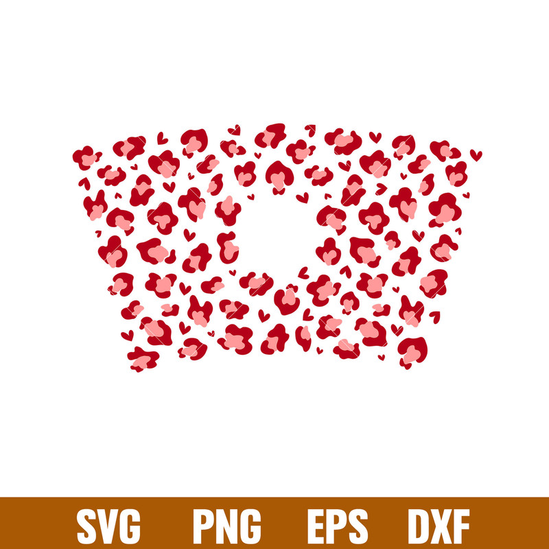 Valentines Leopard Heart Full Wrap, Valentine’s Leopard Heart Full Wrap Svg, Starbucks Svg, Coffee Ring Svg, Cold Cup Svg, png,dxf,eps file.jpg