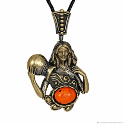 Aquarius Zodiac Sign Necklace Men Antique Gold Brass Amber Pendant Water Carrier Man endant leather cord jewelry men
