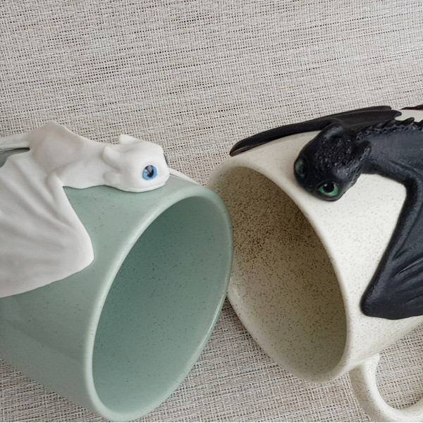 Dragons Couples Mug Set Cups Color Menthol and Ivory toothless dragons.jpeg