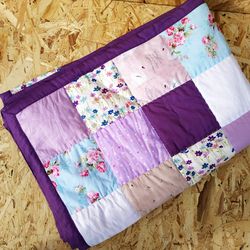 Custom baby blanket pink-lilac color, floral weighted blanket, weighted kids blanket, lilac quilt blanket, cozy blanket