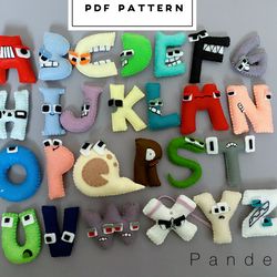 alphabet lore a-z set pdf pattern. easy sewing toy pattern with instruction. diy toy for your little one.