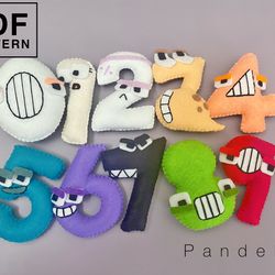 Number lore set PDF Patterns and sewing instruction. Easy sewing felt toys. DIY toys for your little one to learn.