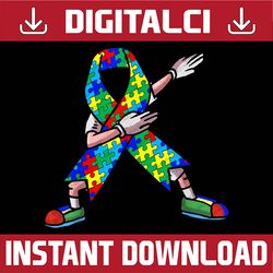 autism awareness kids dabbing puzzle piece love dab dance png sublimation design