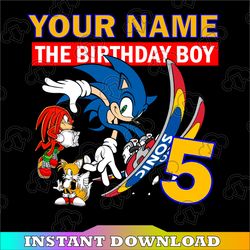 sonic and friends birthday digital design, personalize birthday gift png, sonic the hedgehog game sublimation png