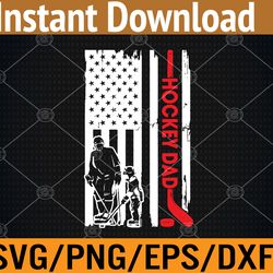 mens hockey dad american flag father's day svg, eps, png, dxf, digital download