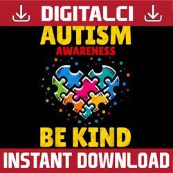 autism awareness heart puzzle be kind kindness png sublimation design