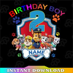 Paw Patrol Chase Birthday Png, Paw Patrol Birthday Png Family Custom Age and Name Birthday Custom Gift Raglan Kids