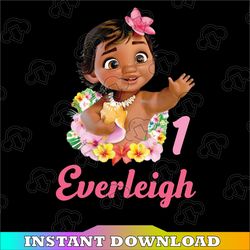 Personalized Name And Ages, Moana Birthday Girl PNG Digital File Birthday Girl Moana family Baby Girl Png Moana Princess
