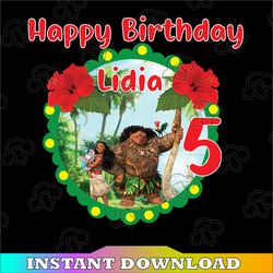 personalized name and ages, happy birthday png moana birthday girl digital file birthday girl moana family