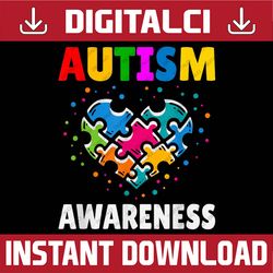Autism Awareness Heart Puzzle Kindness PNG Sublimation Design