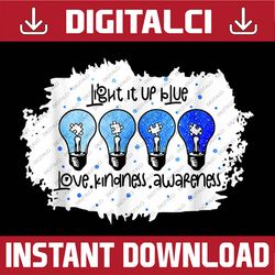 light it up blue autism awareness present autism teacher png sublimation design