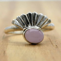 Rose Quartz Gemstone Silver Women Ring, Natural Crystal & 925 Sterling Silver Handmade Artisan Jewelry, Gift For Her