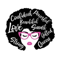 african american woman svg, black girl svg, glasses girl svg, afro woman svg, girl strong svg, girl power svg, black que