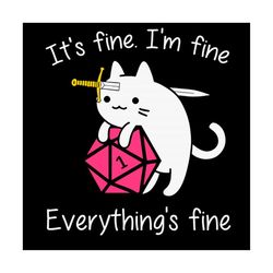 cat hug dungeon its fine im fine everythings fine svg, animal svg, cat svg, white cat svg, dungeon svg, funny animal svg