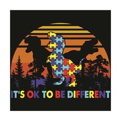 dinosaur t rex its ok to be different svg, funny autism dinosaur svg, awareness svg, dinosaur svg, png eps dxf – autism