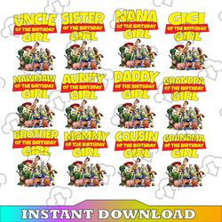 toy story birthday girl png, toy story family matching birthday png, personalized png, custom birthday girl png