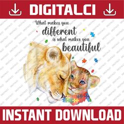 what makes you different lion mom autism child awareness png sublimation design