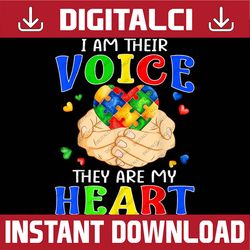 I Am Their Voice They Are My Heart Autism Awareness Teacher PNG Sublimation Design