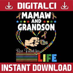 supportive women autism awareness mamaw and grandson png sublimation design