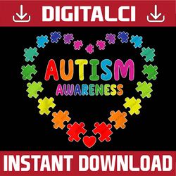 World Autism Awareness 2 April 2022 Autism Heart Love Puzzle PNG Sublimation Design