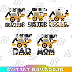 personalized age construction, i'm 2 and digging it, boys birthday svg, excavator svg, construction svg, silhouette