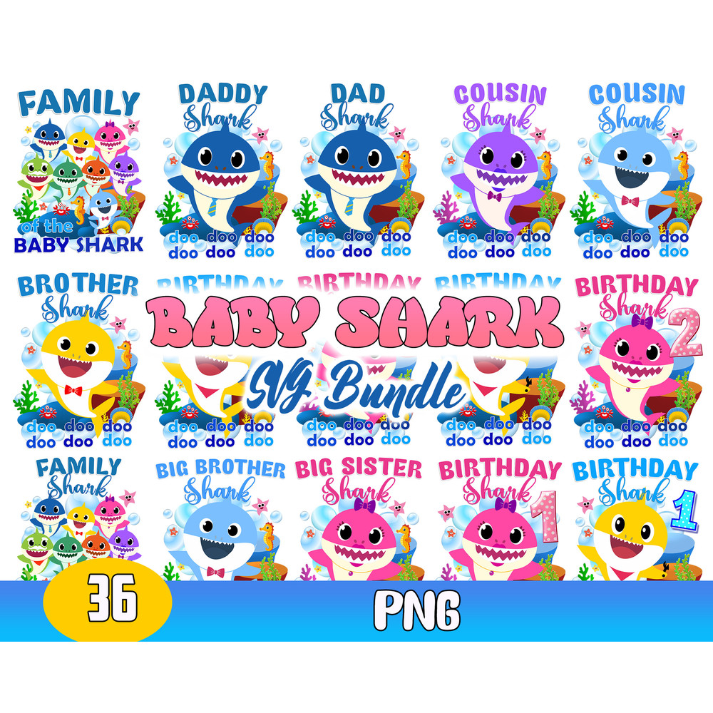 Baby Shark Family Bundle Svg, Baby Shark Svg, Shark Clipart Svg, Baby Shark Cricut File.jpg