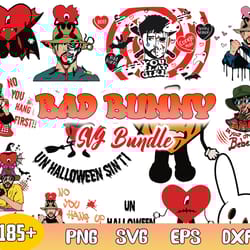bad bunny halloween bundle svg, bunny horror svg, un halloween sin ti svg, png dxf eps