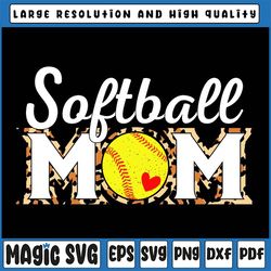 Cute Softball Mom Png, Leopard Print Mothers Day Png, Softball Mom Png, Leopard Heart Png