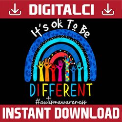 It's Ok To Be Different Autism Awareness Leopard Rainbow PNG Sublimation Design