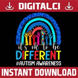 Autism Awareness It's Ok To Be Different Leopard Rainbow PNG Sublimation Design