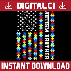 autism brother puzzle usa flag autism awareness family png sublimation design