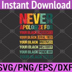 juneteenth black pride never apologize for your blackness svg, eps, png, dxf, digital download