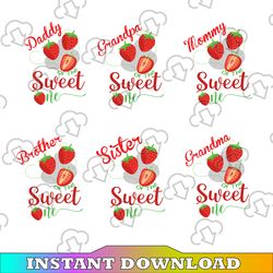 first birthday family strawberry bundle svg, baby first birthday party svg png, berry sweet birthday girl svg