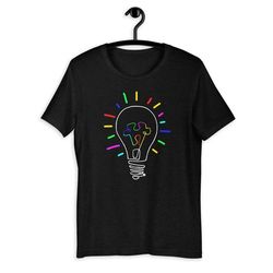 Autism Awareness Shirt Lightbulb, Special Needs, Autism Shirt, Autism Gift For Mom, World Autism Day Shirt  - T152