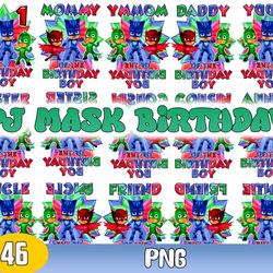 pj mask birthday bundle svg, pj mask svg, pj mask clipart, pj mask vector, instant download