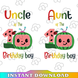 cocomelon uncle and aunt of birthday boy svg, coco melon svg, cocomelon bundle svg, cocomelon birthday svg