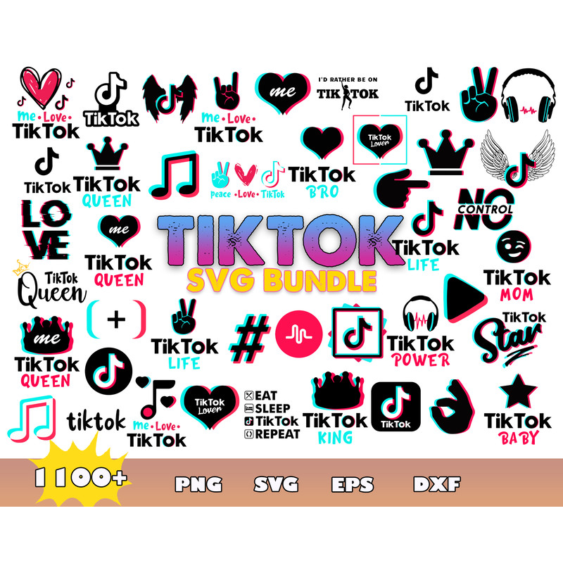 TikTok Logo Bundle Svg, TikTok Birthday Svg, TikTok Queen Svg, Peace Love TikTok Png.jpg