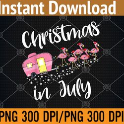 christmas in july flamingo pink funny camping camper png, digital download