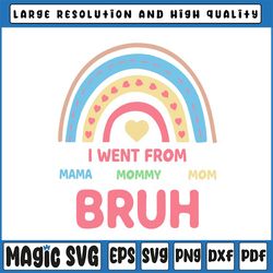 cute rainbow mama mommy mom bruh svg, happy mothers day svg, mommy to bruh svg, mama svg