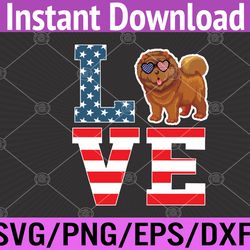 4th of july decor patriotic love chow chow dog american svg, eps, png, dxf, digital download