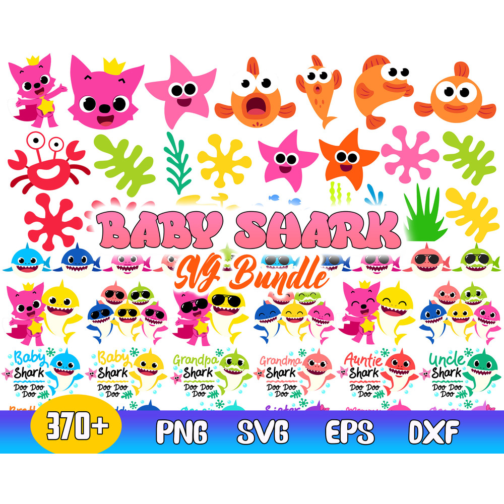 Baby Shark Bundle Svg, Baby Shark Party Svg, Baby Shark Family Svg, Png Dxf Eps File.jpg