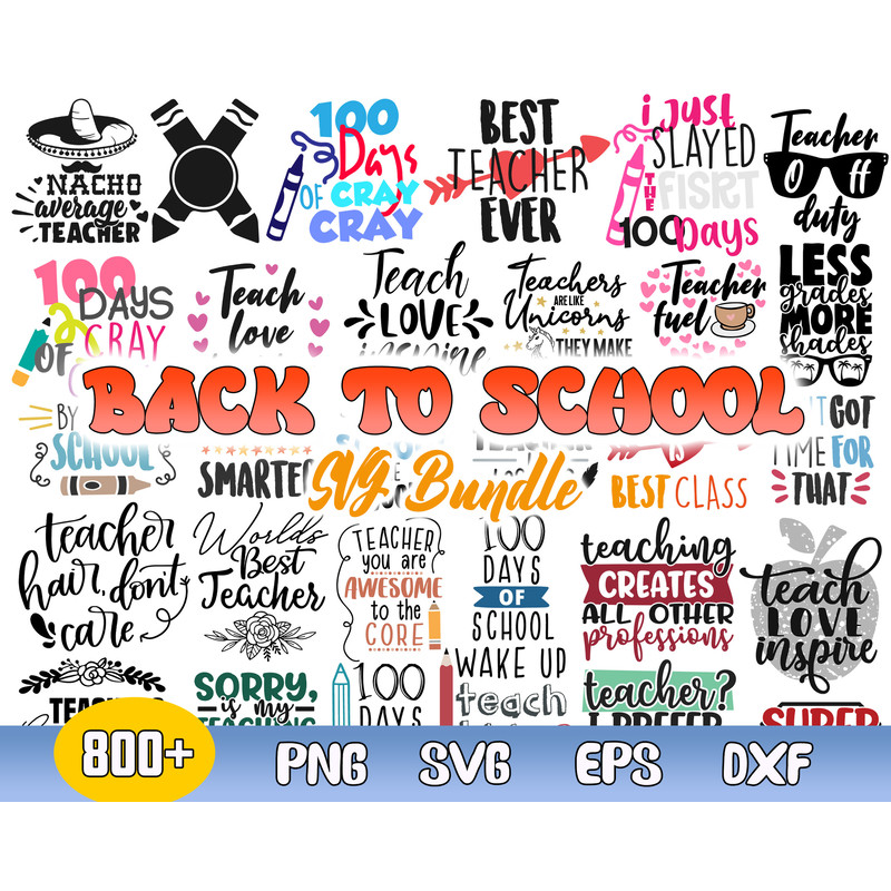 Back To School Bundle Svg, Teacher Svg, 100th Days Of School, Kids Cut Files for Cricut.jpg