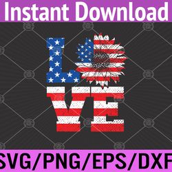 american flag sunflower love, 4th of july svg, eps, png, dxf, digital download