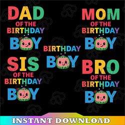 bundle 5 files cocomelon of birthday boy svg, coco melon family svg, cocomelon bundle svg, cocomelon birthday svg png ep