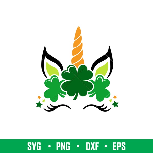 St Patricks Unicorn, St Patricks Day Unicorn SVG, Unicorn SVG, Digital Download, Cut File, Sublimation,png,dxf,eps file.jpeg